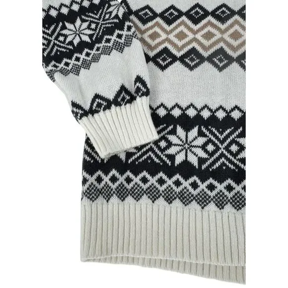 Hollister Women’s S Small Oversized Crewneck Sweater Fair Isle Cream Black Tan - Picture 12 of 14